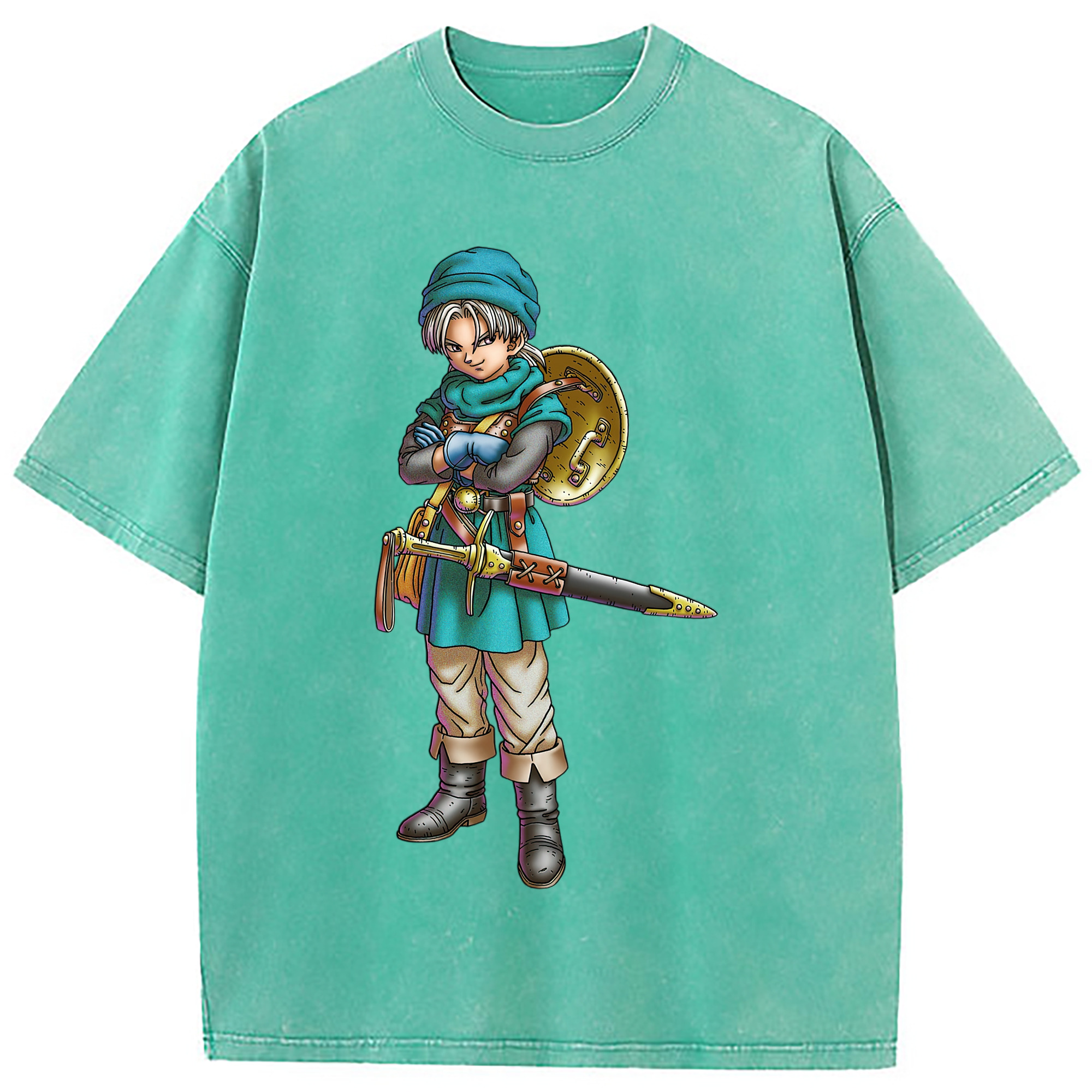 （画像用） ドラゴンクエスト Doragon Kuesuto Dragon Quest 綿100% ヴィンテージ風 半袖Tシャツ（フロントプリント）